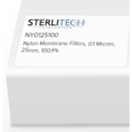 Sterlitech Nylon Membrane Filters, 0.1 Micron, 25mm, PK100 NY0125100